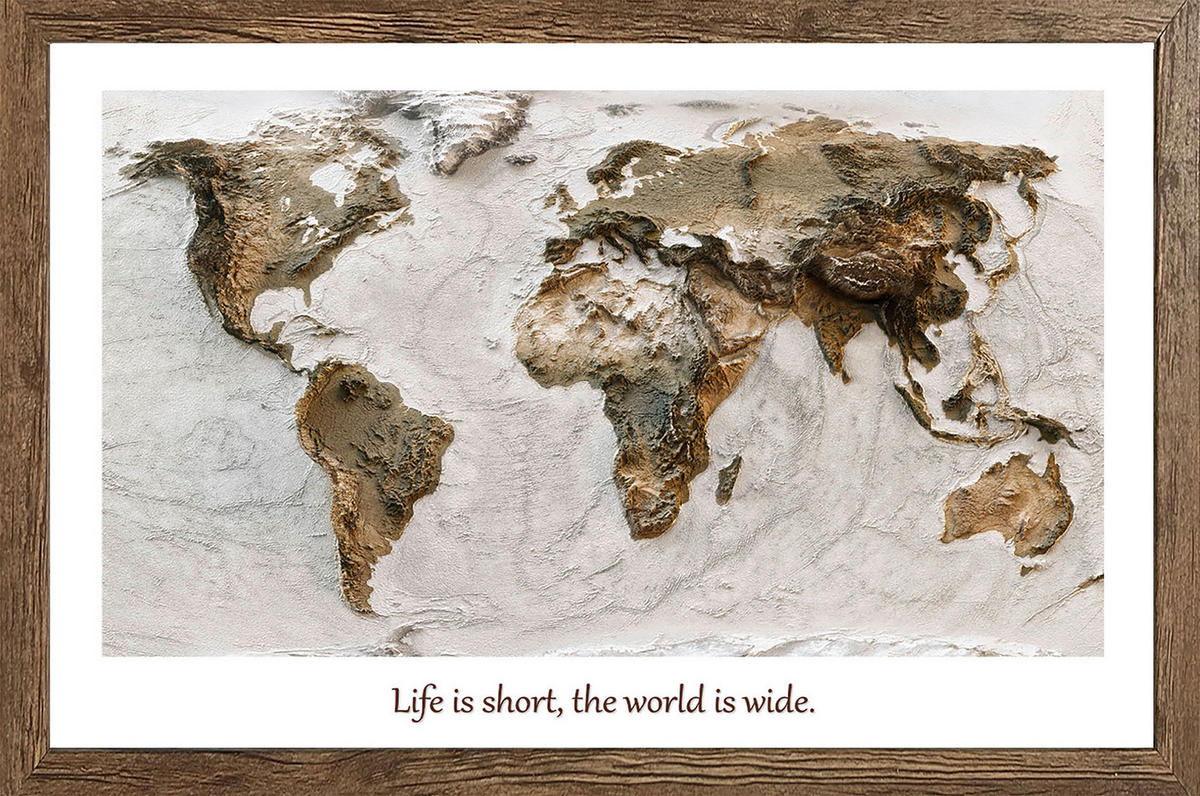 Gerahmtes Bild Weltkarte B/H: ca. 70x50 cm Bild_Cheb 50x70cm - (70,00/50,00cm)