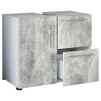 Badunterschrank Flandu Beton Optik weiß B/H/T: ca. 60x51x30 cm Flandu - Beton/weiß (60,00/51,00/30,00cm) - VCM Möbel