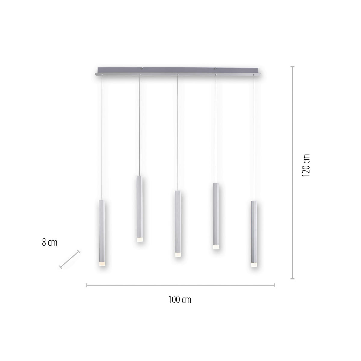 Just Light LED-Pendelleuchte BRUNO 15205-95 Alu Eisen Aluminium B/H/T: ca. 100x120x8 cm 5.0 Brennstellen BRUNO - Alu (100,00/120,00/8,00cm) - Just Light