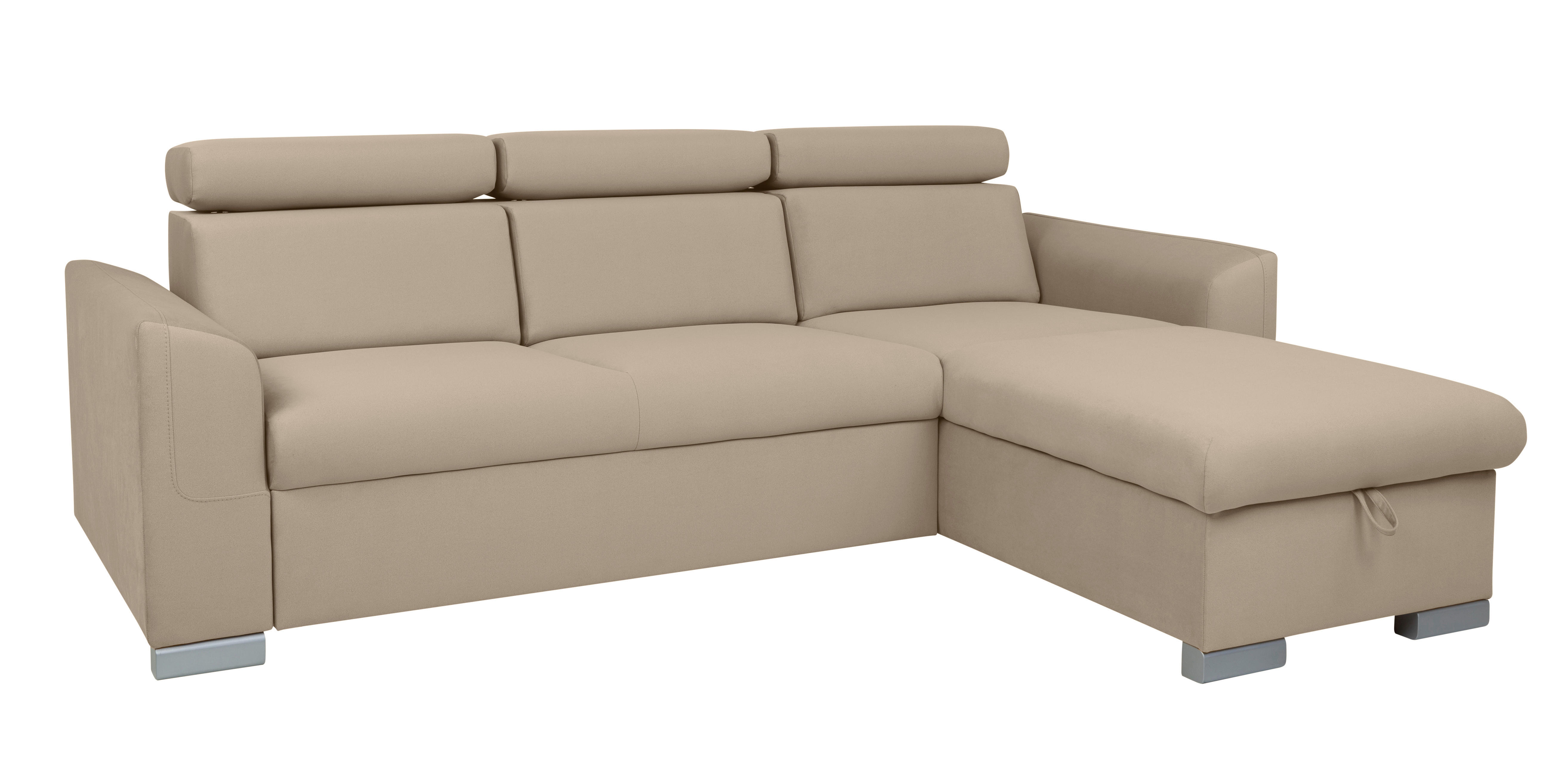 Ecksofa Evia braun Microfaser B/H/T: ca. 243x85x186 cm Evia - braun/silber (243,00/85,00/186,00cm)