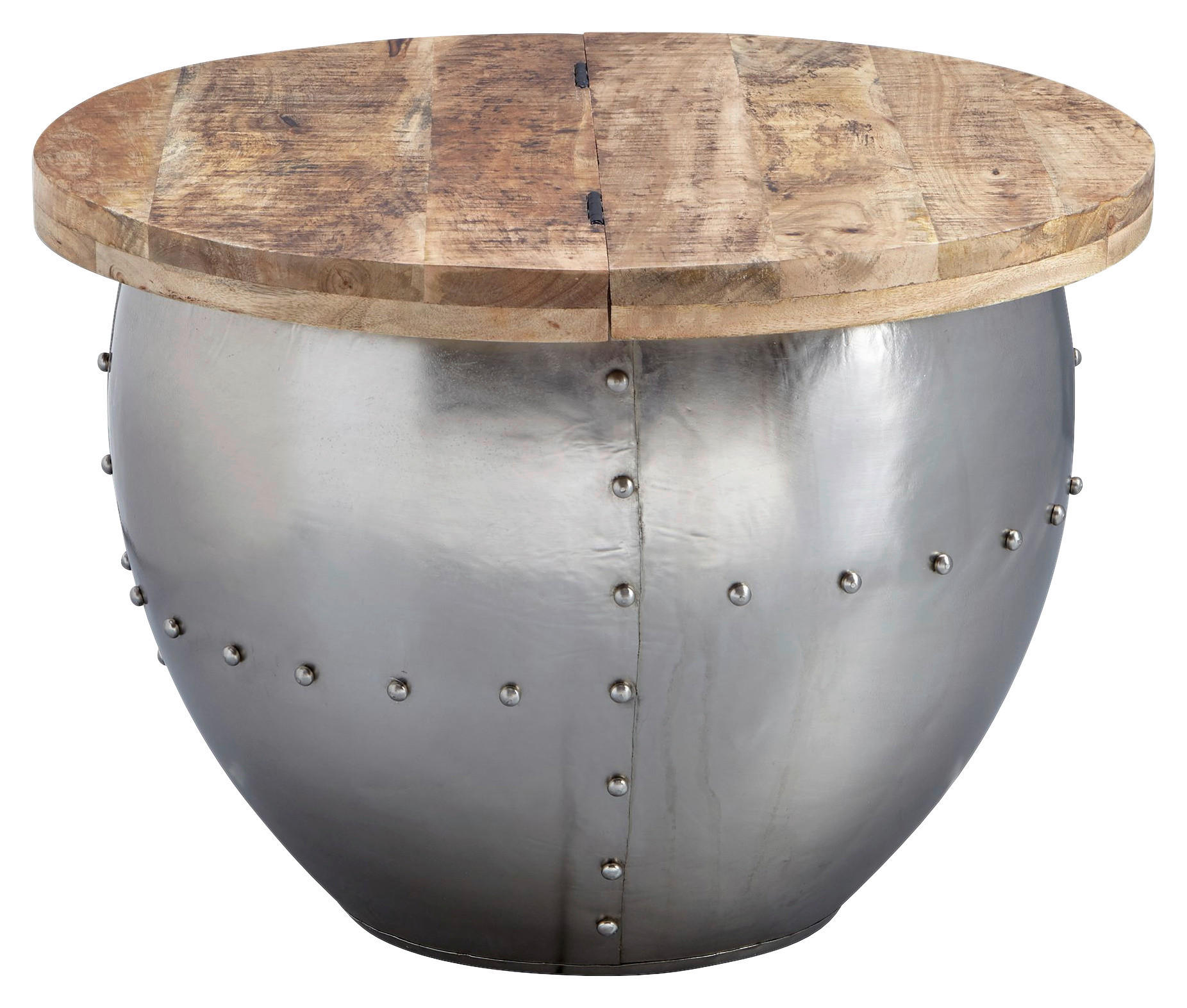 Couchtisch silber braun B/H/T: ca. 60x43x60 cm Couchtisch - braun/silber (60,00/43,00/60,00cm) - Wohnling