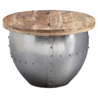Couchtisch silber braun B/H/T: ca. 60x43x60 cm Couchtisch - braun/silber (60,00/43,00/60,00cm) - Wohnling