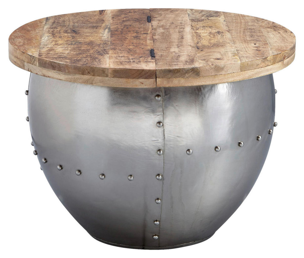 Couchtisch silber braun B/H/T: ca. 60x43x60 cm Couchtisch - braun/silber (60,00/43,00/60,00cm) - Wohnling