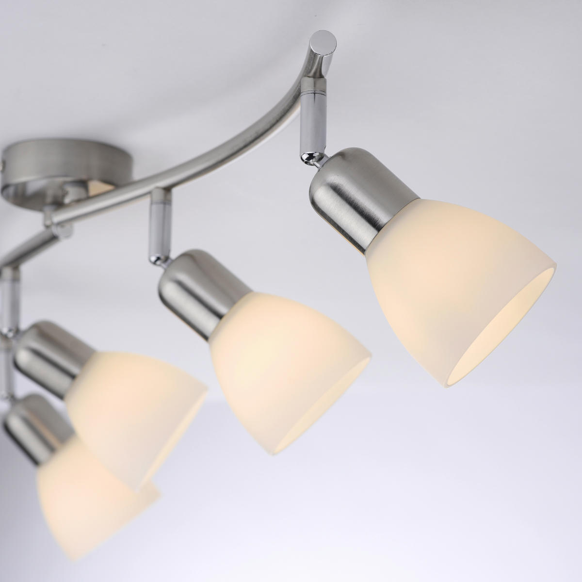 Just Light Spotbalken PN11954-55  Karo stahlfarbig weiß Aluminium Kunststoff Glas B/H/L: ca. 22x21x87 cm E14 4 Brennstellen Karo - weiß/stahlfarbig (87,00/22,00/21,00cm) - Just Light