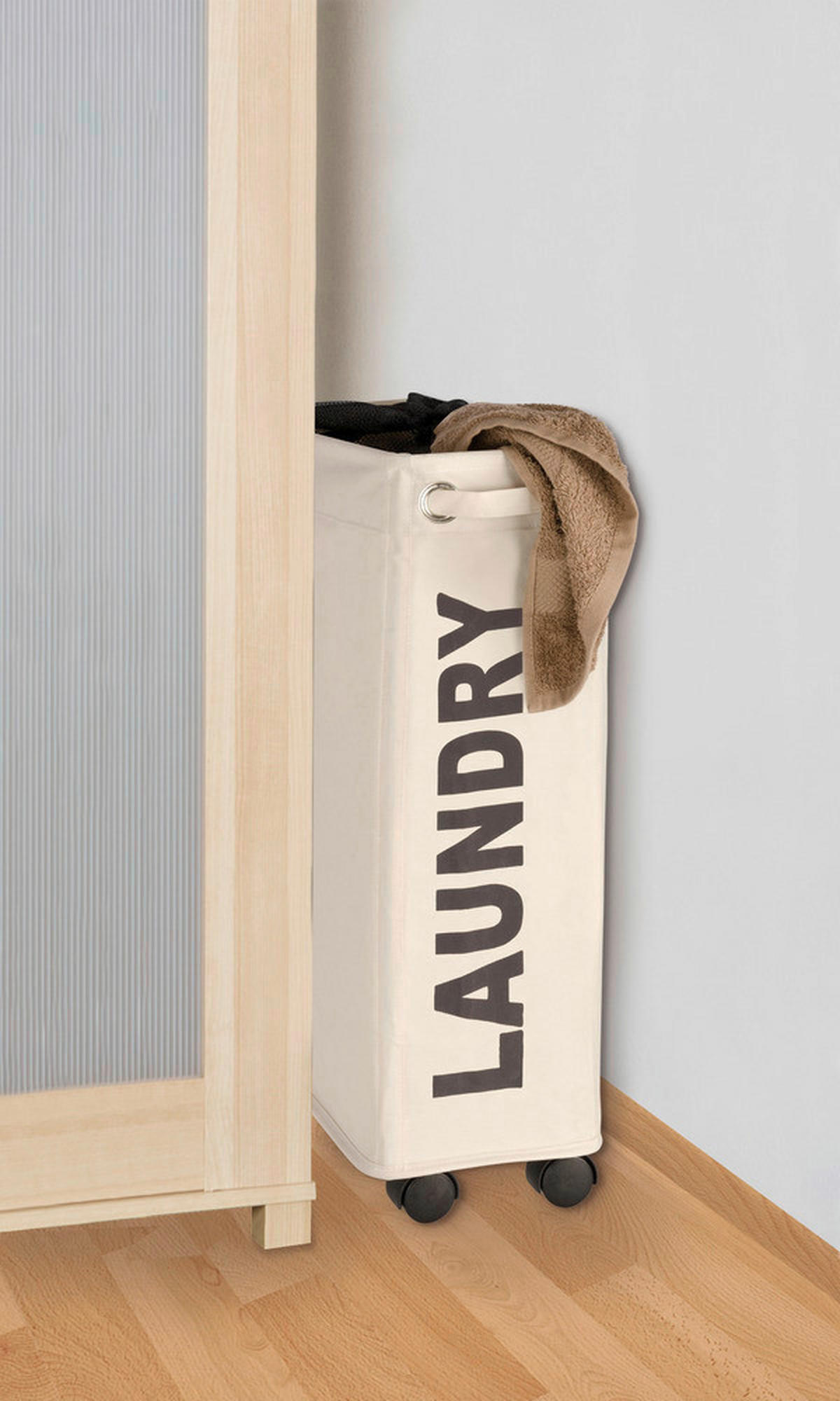 Wäschekorb beige braun Kunststoff Wäschesammler_Corno beige - beige/braun (40,00/19,00/60,00cm) - WENKO