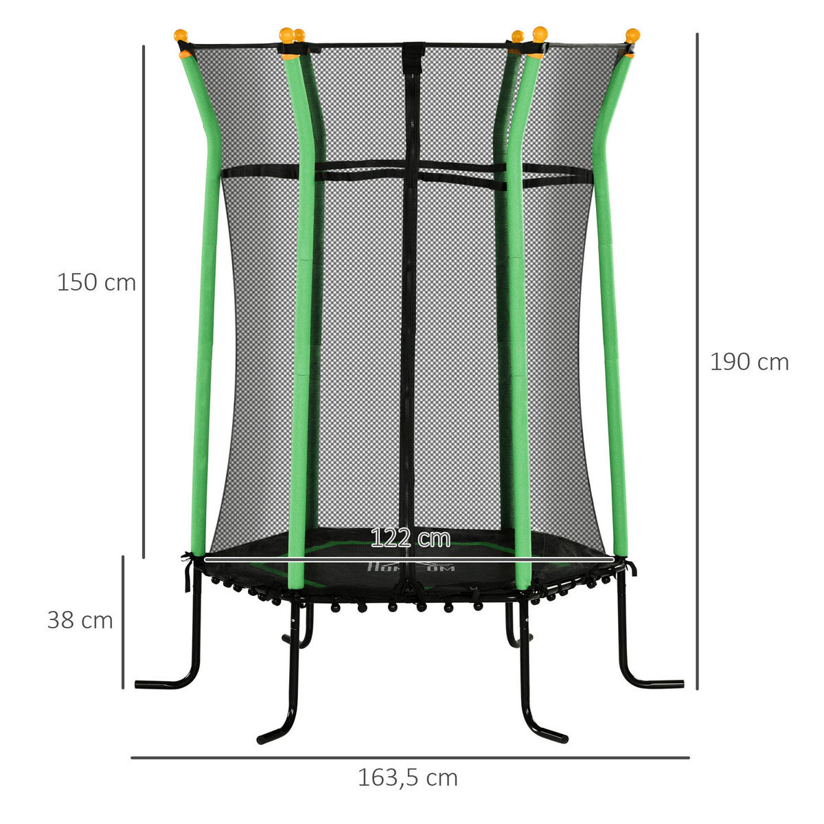 HOMCOM Kindertrampolin grün B/H/L: ca. 163,5x190x163,5 cm Kindertrampolin - grün (163,50/163,50/190,00cm) - HOMCOM
