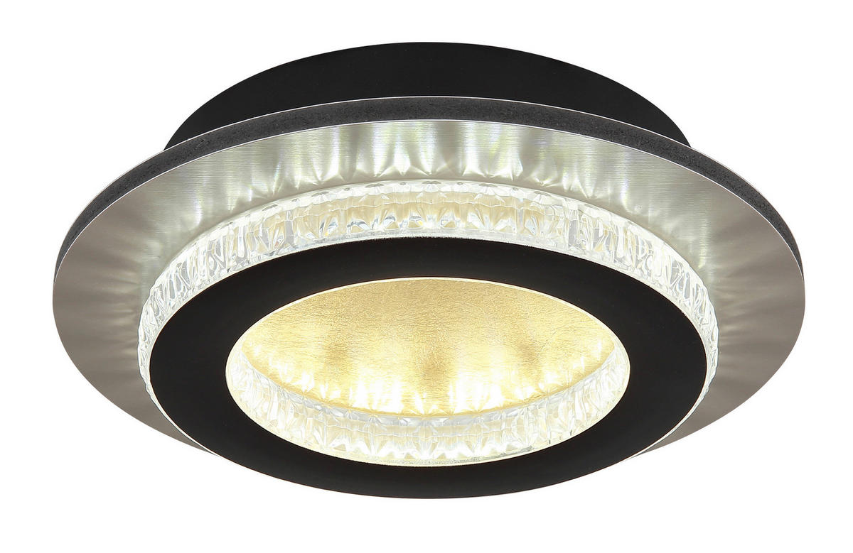 GLOBO LED-Deckenleuchte mattschwarz klar gold Metall Kunststoff H/D: ca. 5,5x20 cm 1 Brennstellen JAYDEN - gold/klar (20,00/5,50cm) - GLOBO
