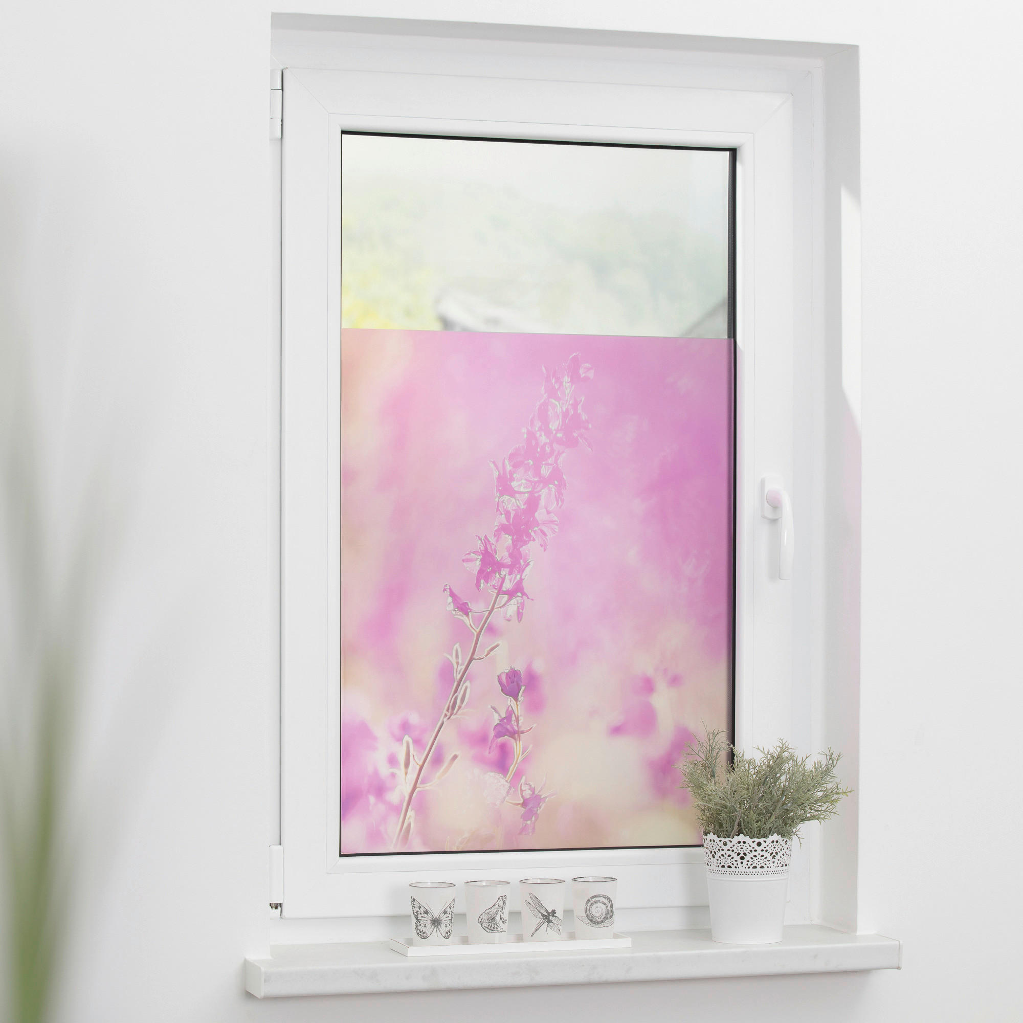 LICHTBLICK Fensterfolie Blumenwiese Blumen Blumenwiese violett B/L: ca. 50x50 cm Blumenwiese - violett (50,00/50,00cm) - LICHTBLICK