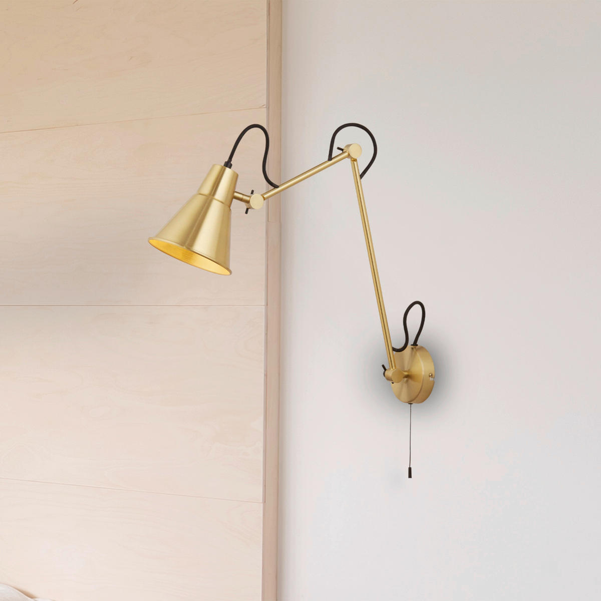 Searchlight Wandleuchte messing Stahl B/H/T: ca. 14x77x50 cm E27 1 Brennstellen Swing Arm - messing (14,00/77,00/50,00cm) - Searchlight