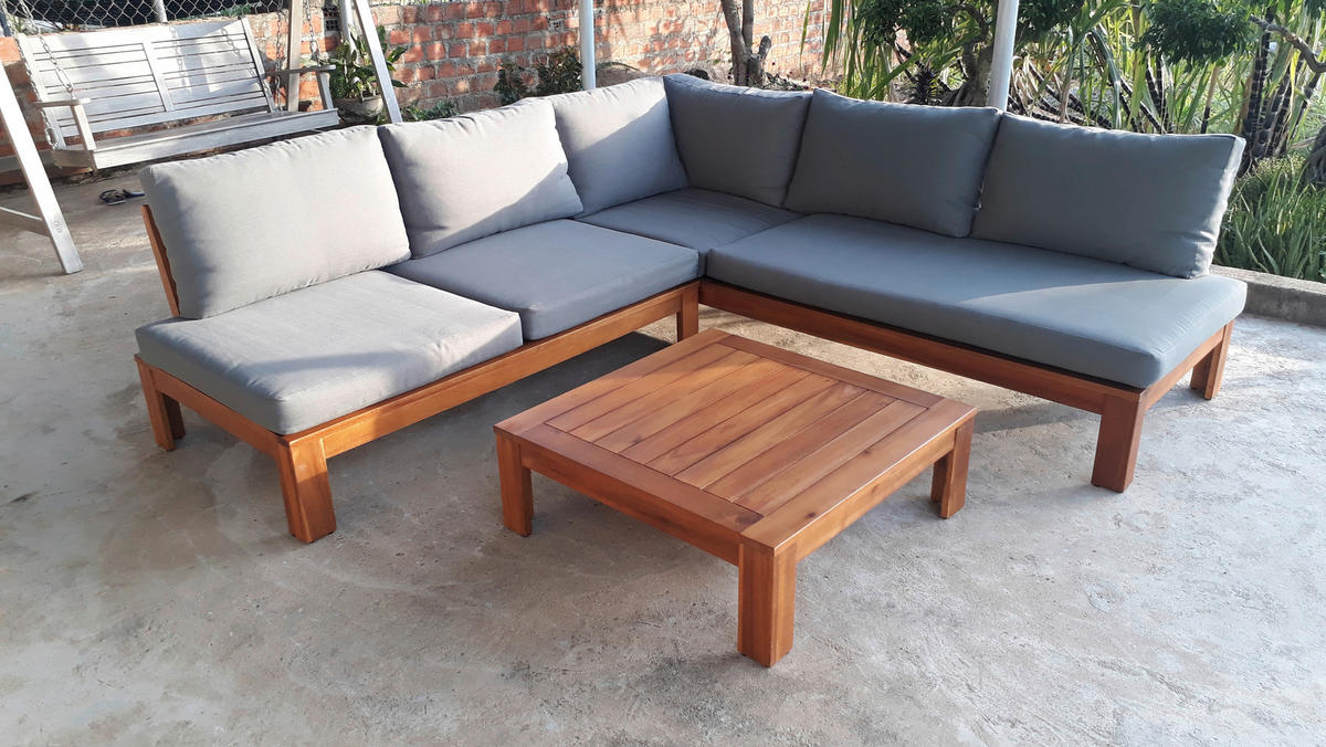 Acamp Loungeset Granada grau Polyester-Mischgewebe B/H/T: ca. 215x65x85 cm Granada - grau (215,00/65,00/85,00cm) - Acamp