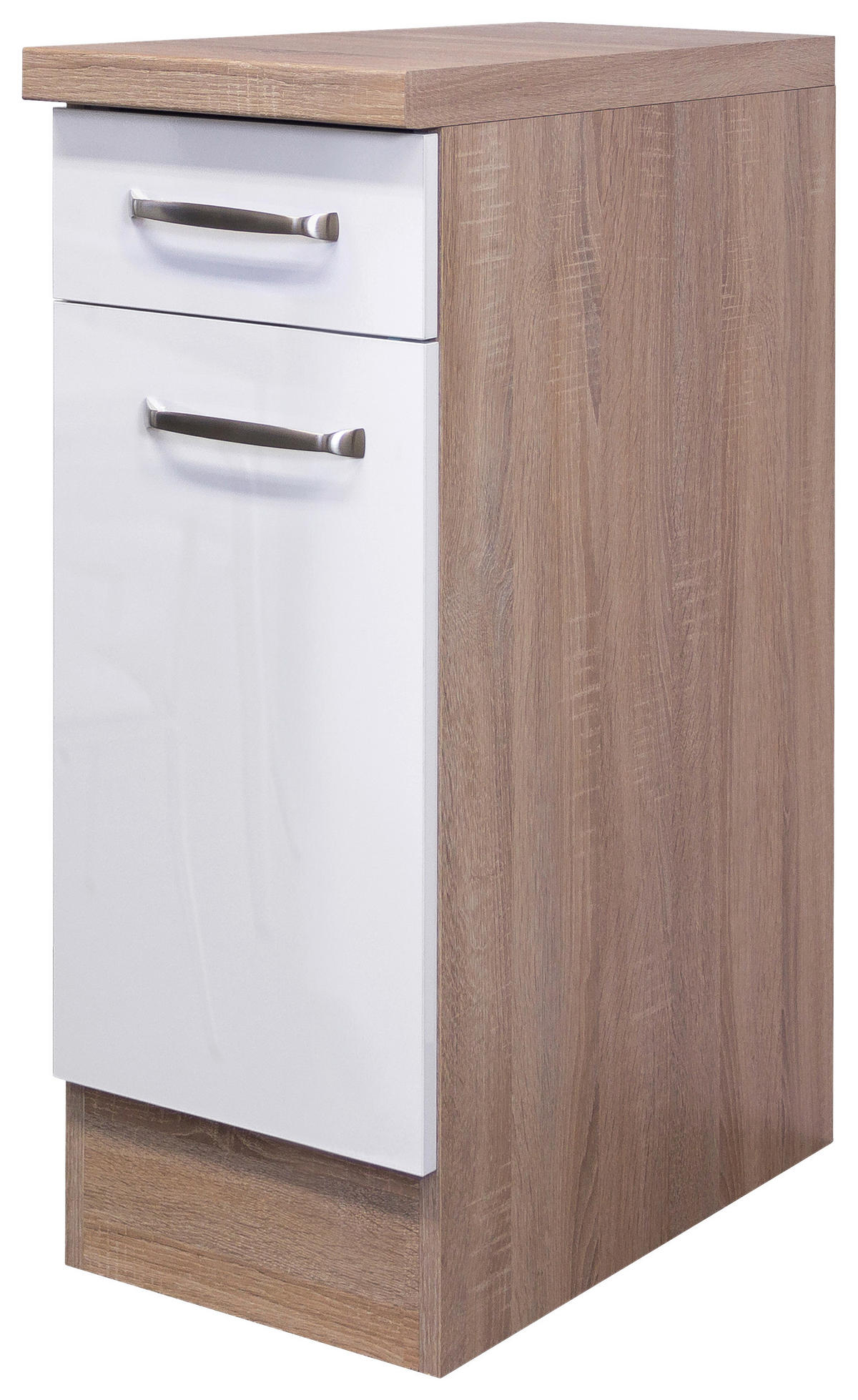 Unterschrank Valero weiß Hochglanz B/H/T: ca. 30x86x60 cm Valero - Eiche/weiß (30,00/86,00/60,00cm) - Flex-Well