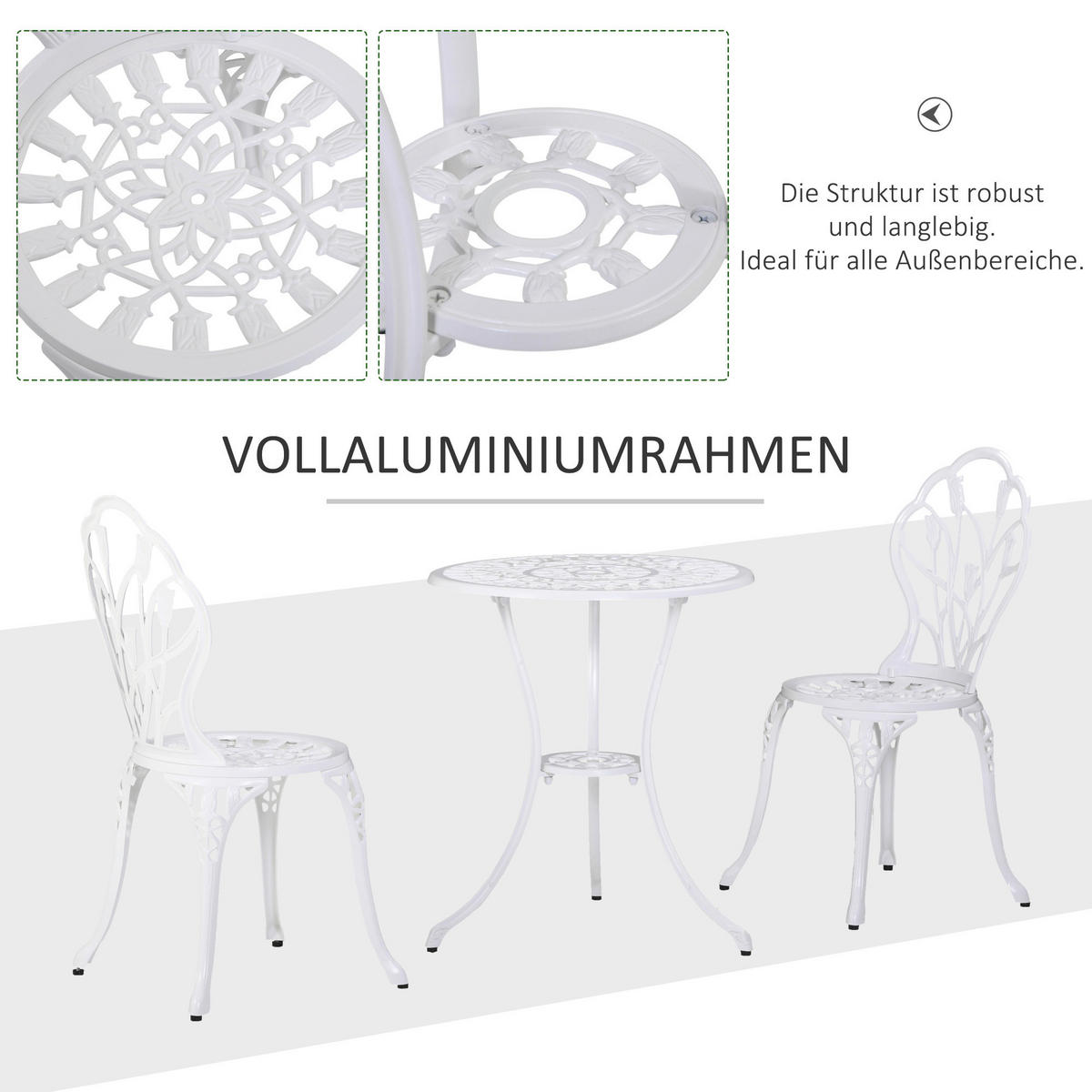 Outsunny Gartenmöbel-Set weiß Aluminium Gartenmöbel-Set - weiß - Outsunny