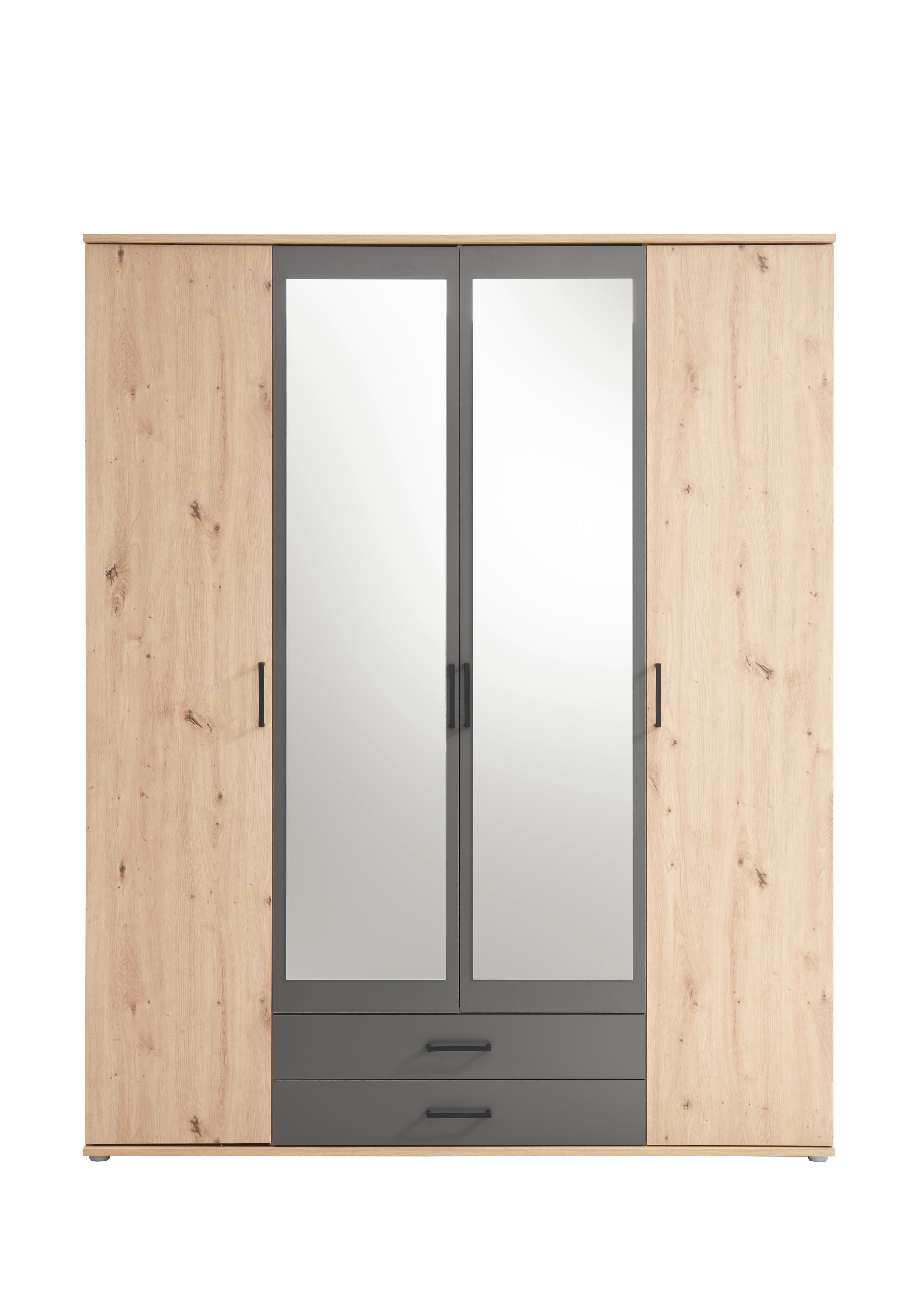 Kleiderschrank Eiche Artisan Nachbildung B/H/T: ca. 159x197x54 cm Chicago_Kleiderschrank - Eiche/Graphit (159,00/197,00/54,00cm)