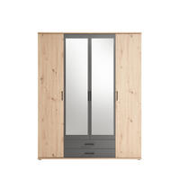 Kleiderschrank Eiche Artisan Nachbildung B/H/T: ca. 159x197x54 cm Chicago_Kleiderschrank - Eiche/Graphit (159,00/197,00/54,00cm)