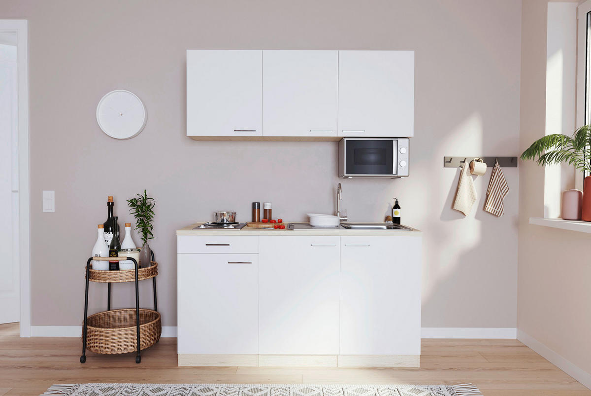 Respekta Singleküche Luis weiß B/H/T: ca. 150x200x60 cm Luis - Eiche/weiß (150,00/200,00/60,00cm) - Respekta