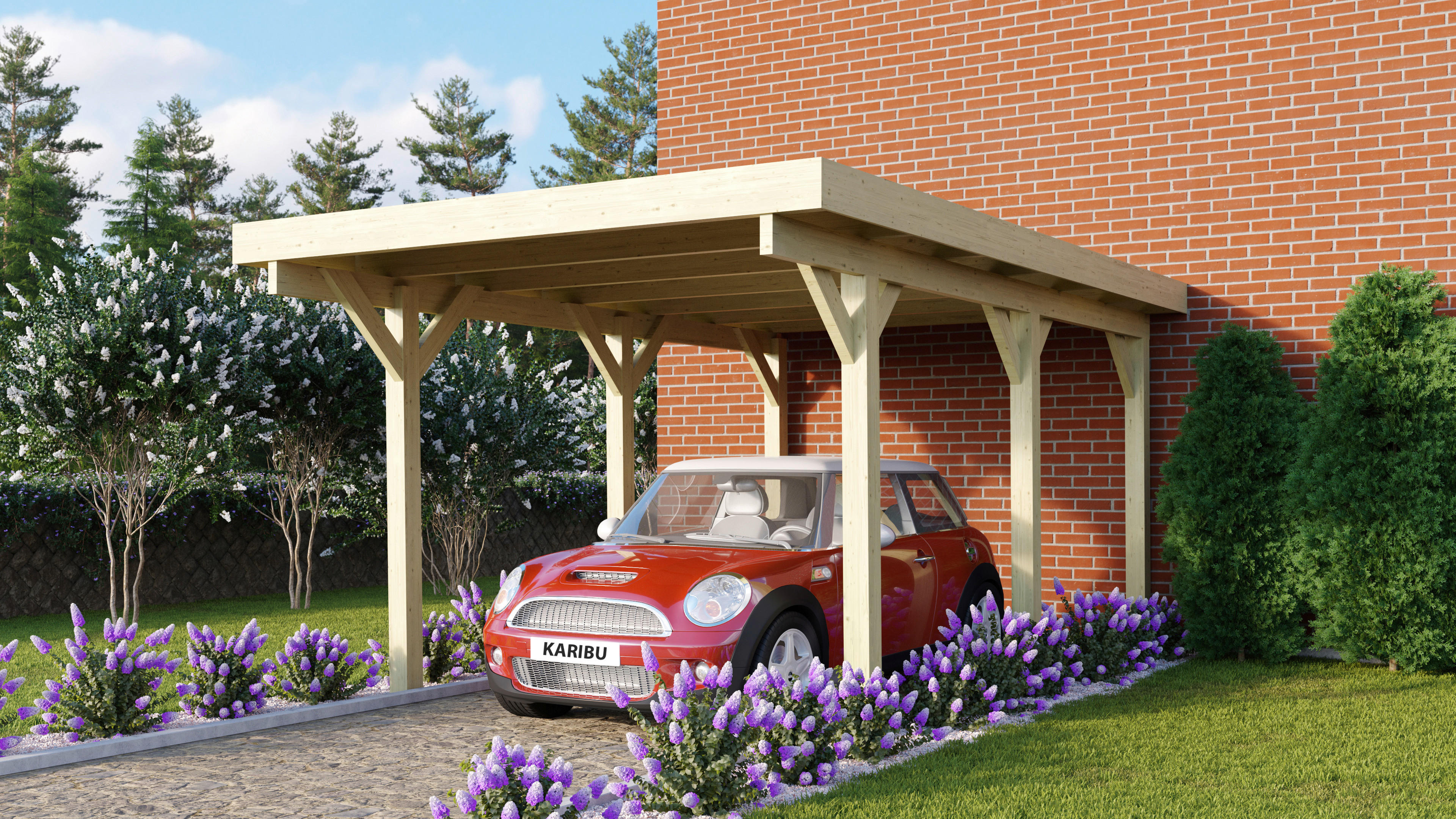 Karibu Carport Classic 1A B/H/T: ca. 318x234x480 cm Classic 1A - natur (318,00/234,00/480,00cm) - Karibu