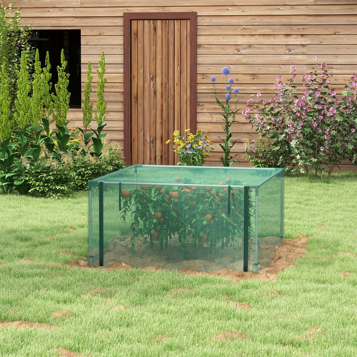 Outsunny Tier-Zubehör grün Polypropylen B/H/L: ca. 125x125x62,5 cm Vogelschutznetz - grün (62,50/125,00/125,00cm) - Outsunny