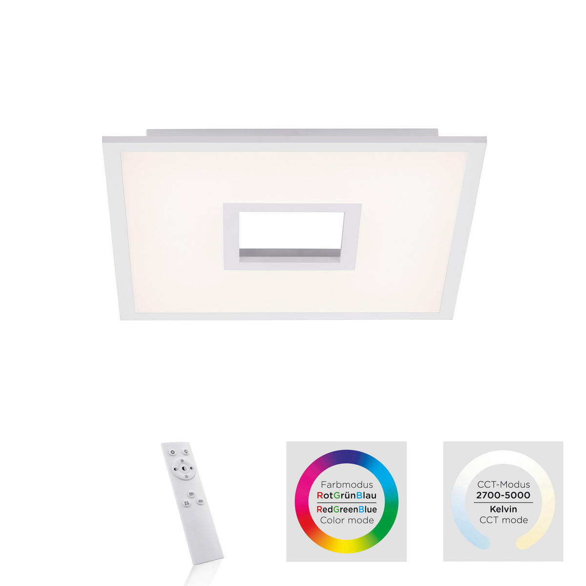Just Light LED-Deckenleuchte RECESS 11645-16 weiß Kunststoff Metall B/H/T: ca. 45x5x45 cm 1 Brennstellen RECESS - weiß (45,00/5,00/45,00cm) - Just Light