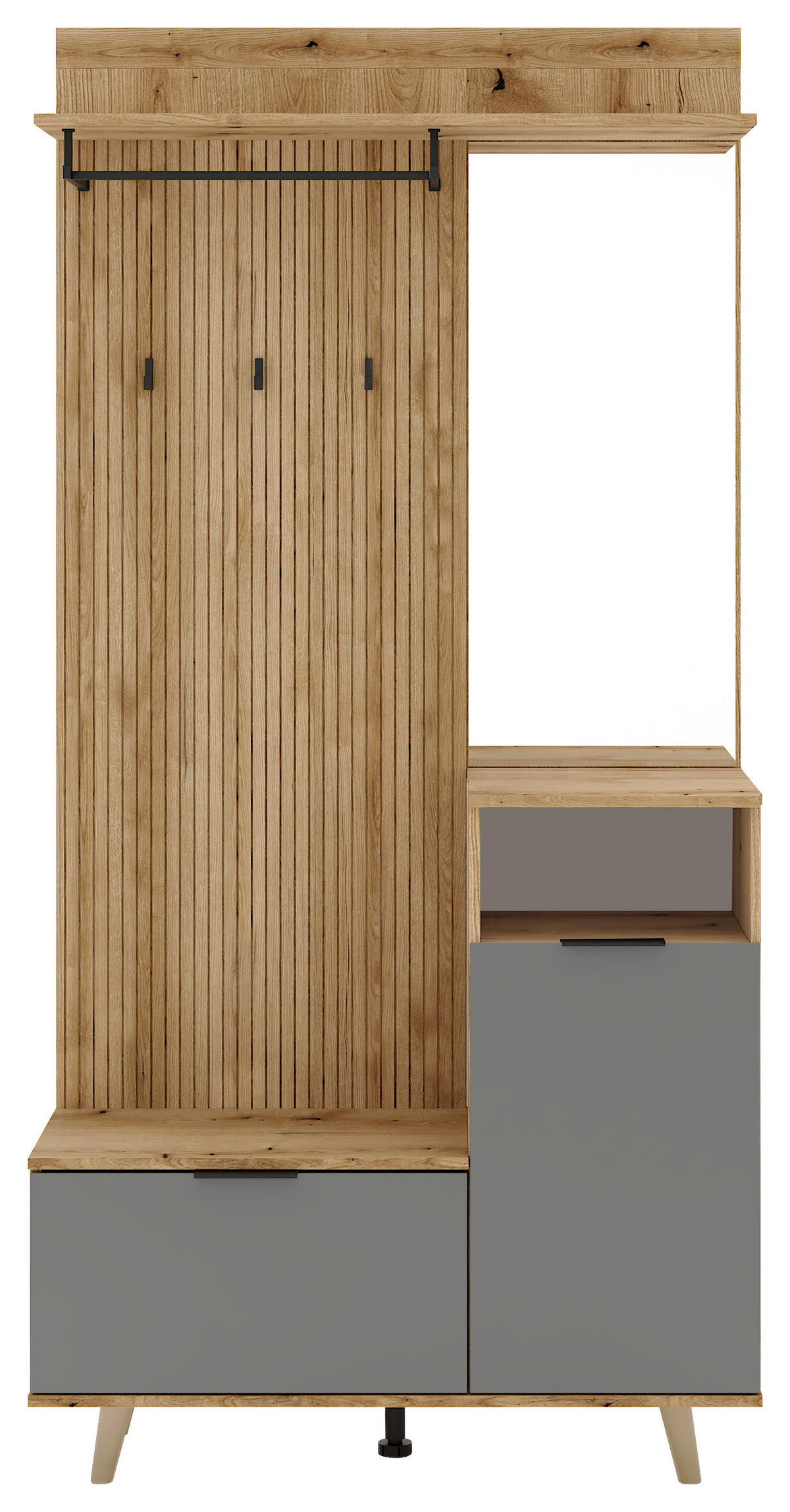 Garderobe NORDIC Eiche Evoke Oak Nachbildung Graphit B/H/T: ca. 100x204x40 cm NORDIC - Eiche/Graphit (100,00/204,00/40,00cm) - WIPMEB