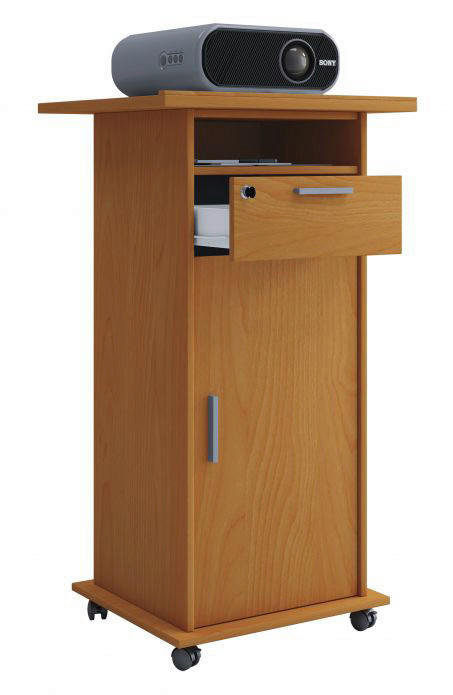 VCM Beamer-Stand Rollwagen Schublade buche Beamer-Stand Neta mit Tür - buche (60,00/108,00/50,00cm) - VCM