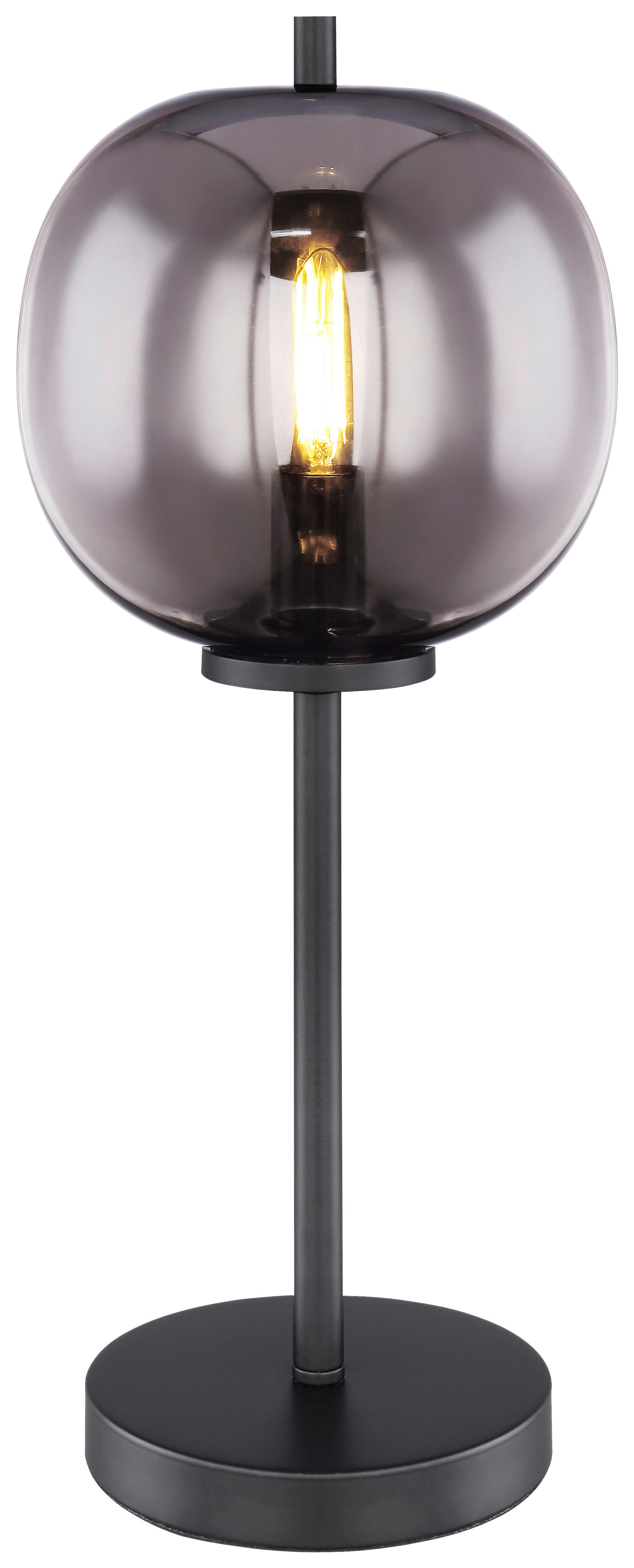 GLOBO Tischleuchte Blacky 15345T schwarz Glas Metall H/D: ca. 45x18,5 cm E27 1 Brennstellen Blacky - schwarz (18,50/45,00cm) - GLOBO