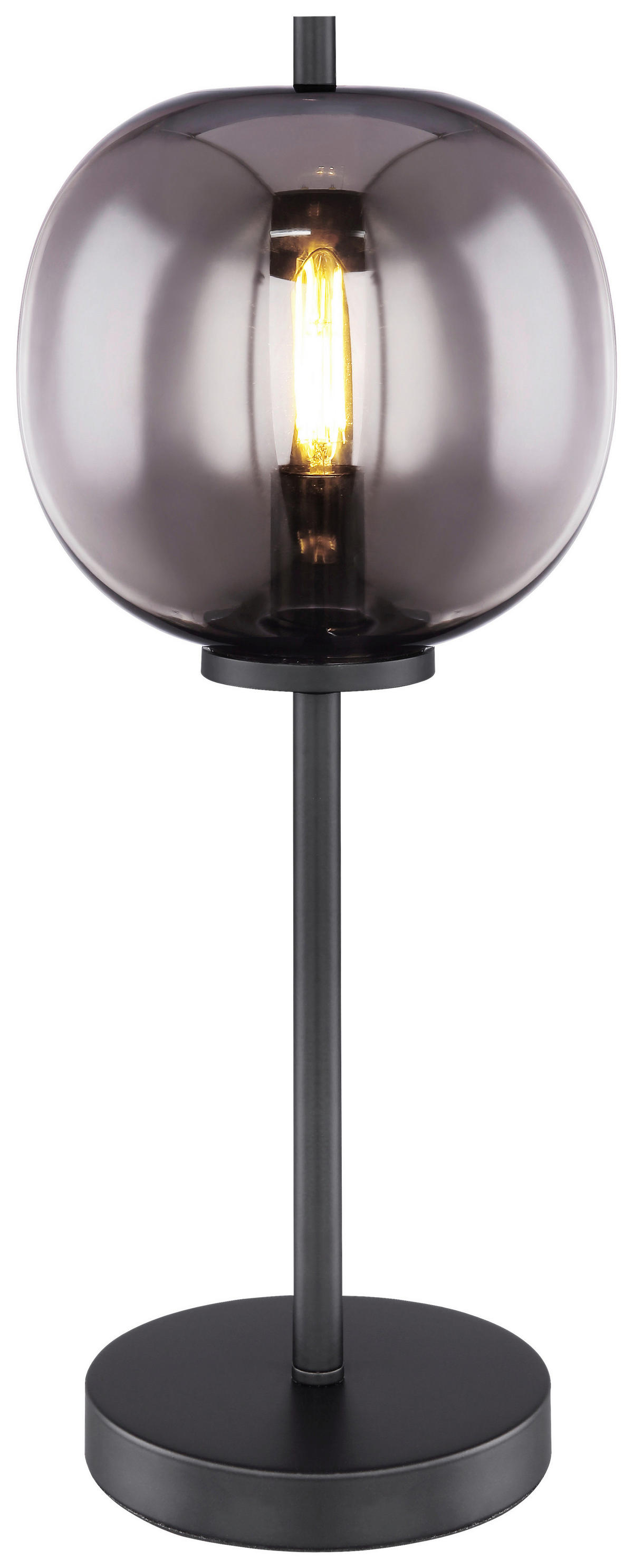 GLOBO Tischleuchte Blacky 15345T schwarz Glas Metall H/D: ca. 45x18,5 cm E27 1 Brennstellen Blacky - schwarz (18,50/45,00cm) - GLOBO