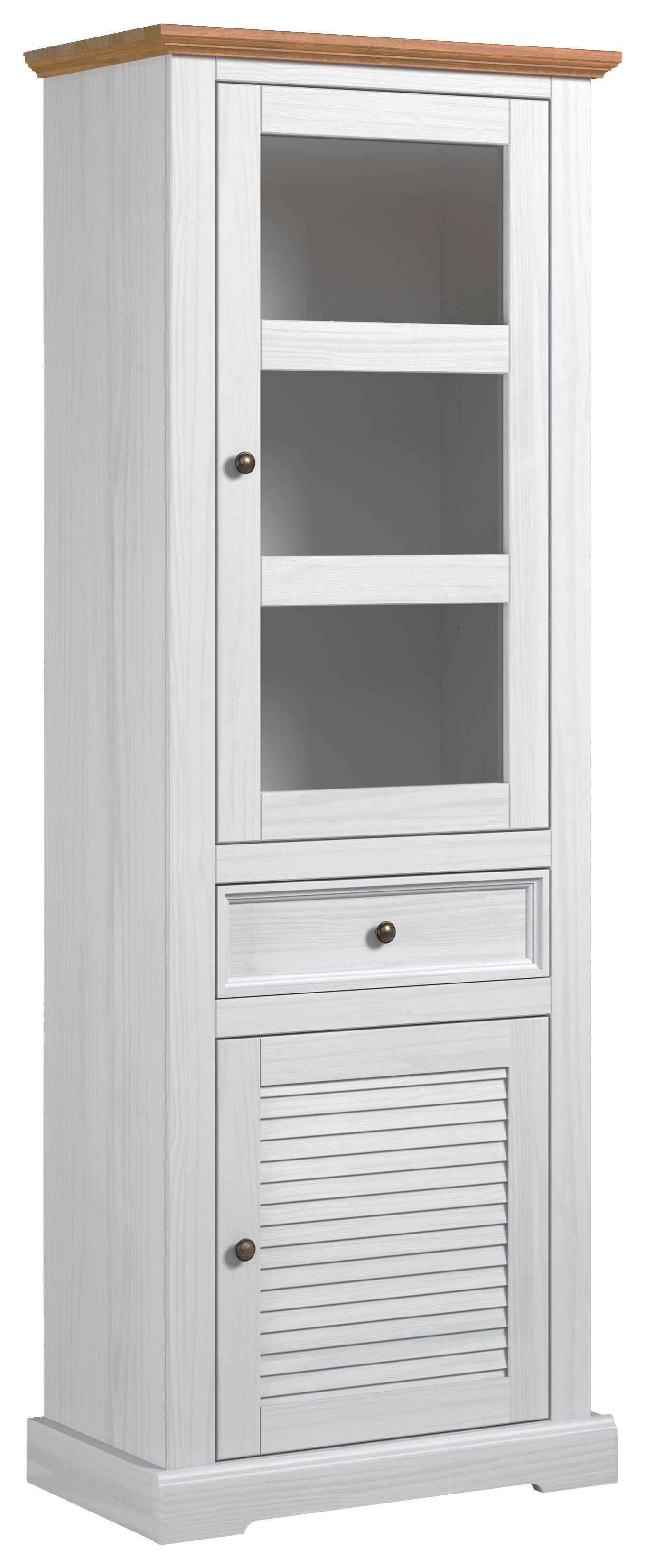 Vitrine Breda B/H/T: ca. 70x195x42 cm Breda - weiß/honig (70,00/195,00/42,00cm)
