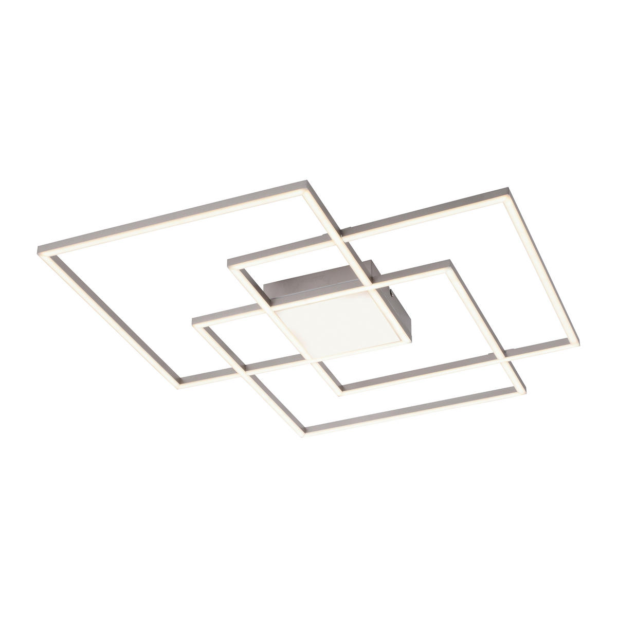Just Light LED-Deckenleuchte AMIN 14713-55 stahlfarbig Edelstahl Kunststoff Aluminium B/H/T: ca. 75x6x75 cm 4 Brennstellen ASMIN - stahlfarbig (75,00/6,00/75,00cm) - Just Light