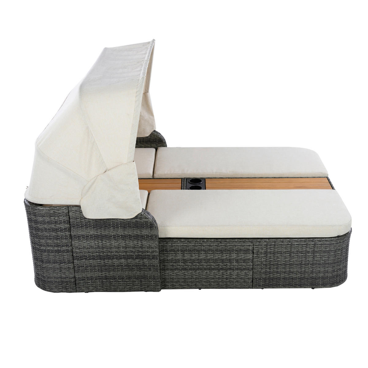 POCOline Gartenliege beige Stahl Doppel-Sonnenliege - beige/grau - POCOline