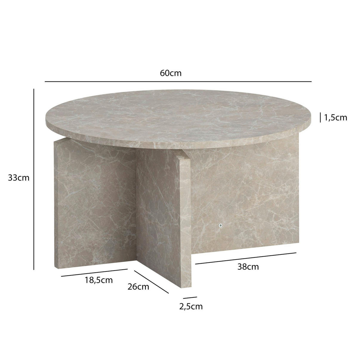 Couchtisch Sandgrau B/H/T: ca. 60x33x60 cm Couchtisch - Sandgrau (60,00/33,00/60,00cm) - Wohnling