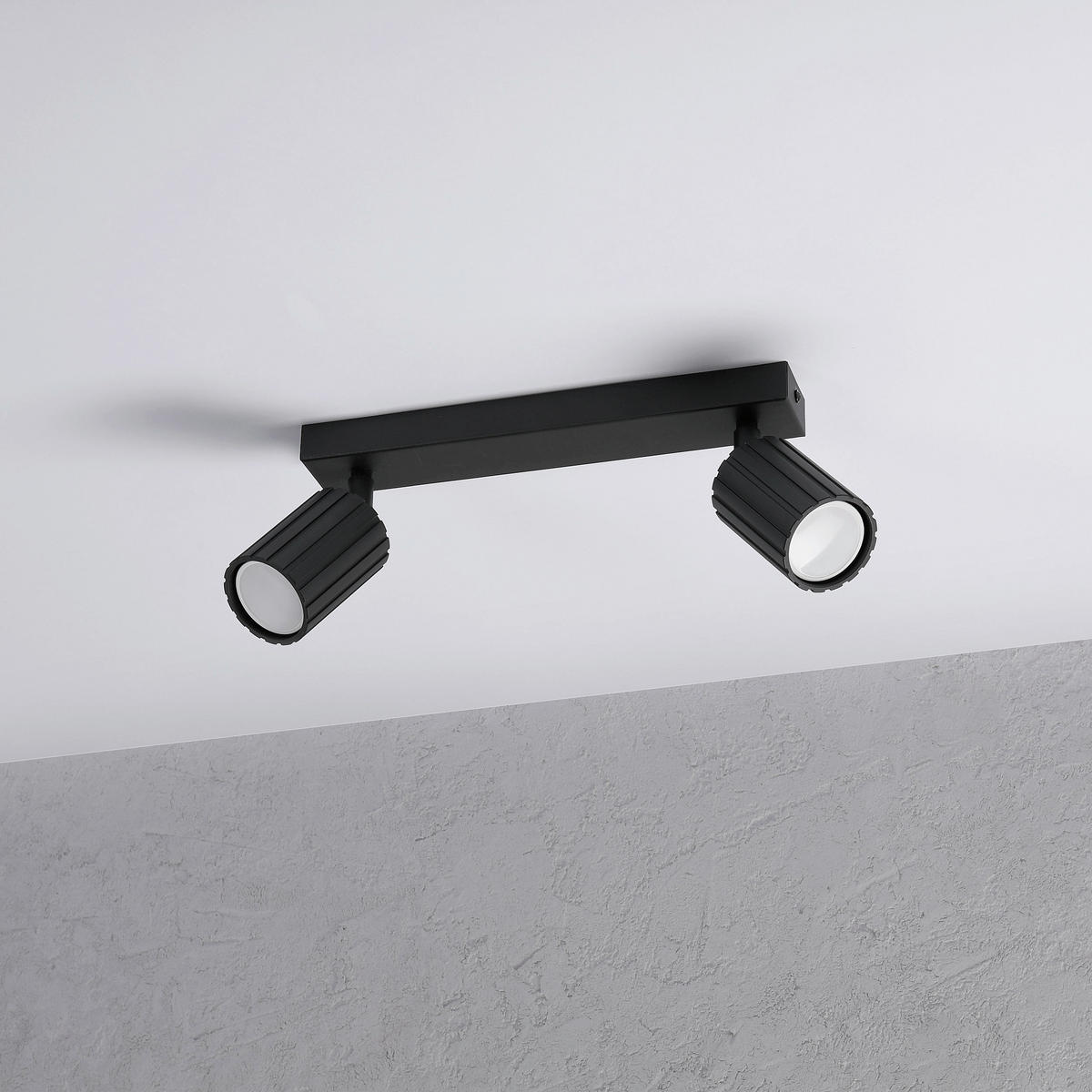 Lamkur Strahler schwarz Stahl B/H/L: ca. 6,5x16,5x30 cm 2 Brennstellen Prisma - schwarz (30,00/6,50/16,50cm) - Lamkur