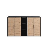 Kommode RIMINI schwarz Eiche Nachbildung B/H/T: ca. 139x80x39 cm RIMINI - Eiche/schwarz (139,00/80,00/39,00cm) - byLIVING