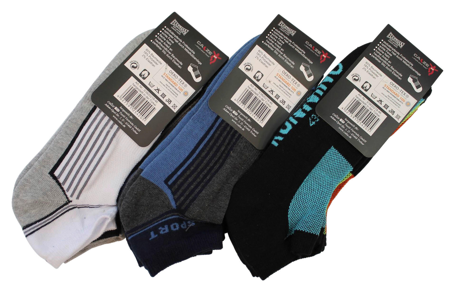 Herren-Socken sortiert 3 Packstücke Größe 39-42 Sneaker_Herren_3erPack - sortiert