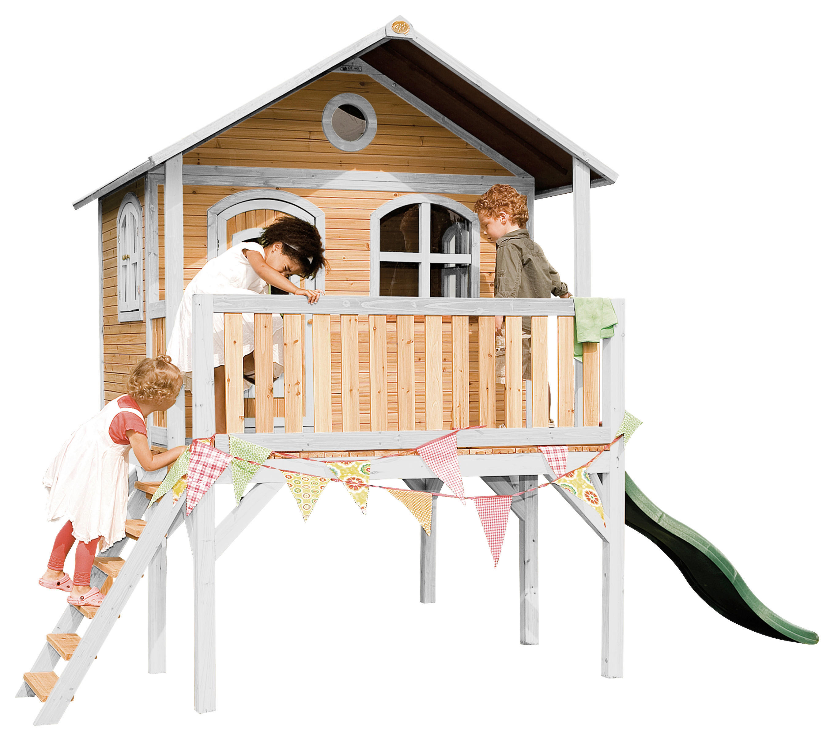 AXI Spielhaus Sophie weiß B/H/L: ca. 380x274x212 cm Sophie - braun/weiß (212,00/380,00/274,00cm) - AXI