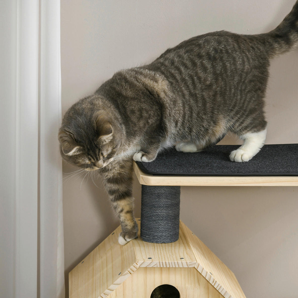 PawHut Kratzbaum natur Kiefer B/H/L: ca. 80x148x40 cm Kratzbaum - natur (40,00/80,00/148,00cm) - PawHut