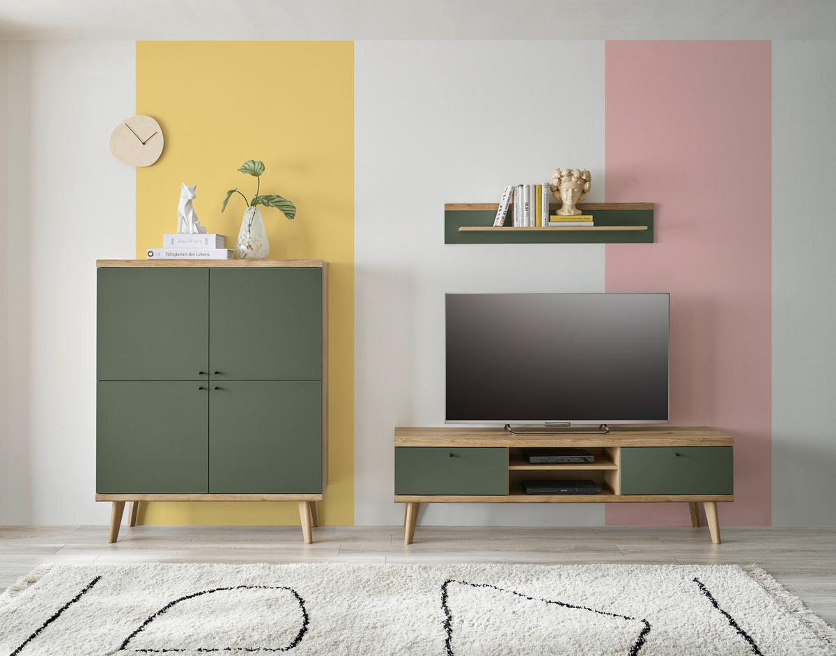 Highboard Alva Eiche Evoke Coast Nachbildung salbei B/H/T: ca. 107x134x40 cm Alva - Eiche/salbei (107,00/134,00/40,00cm)