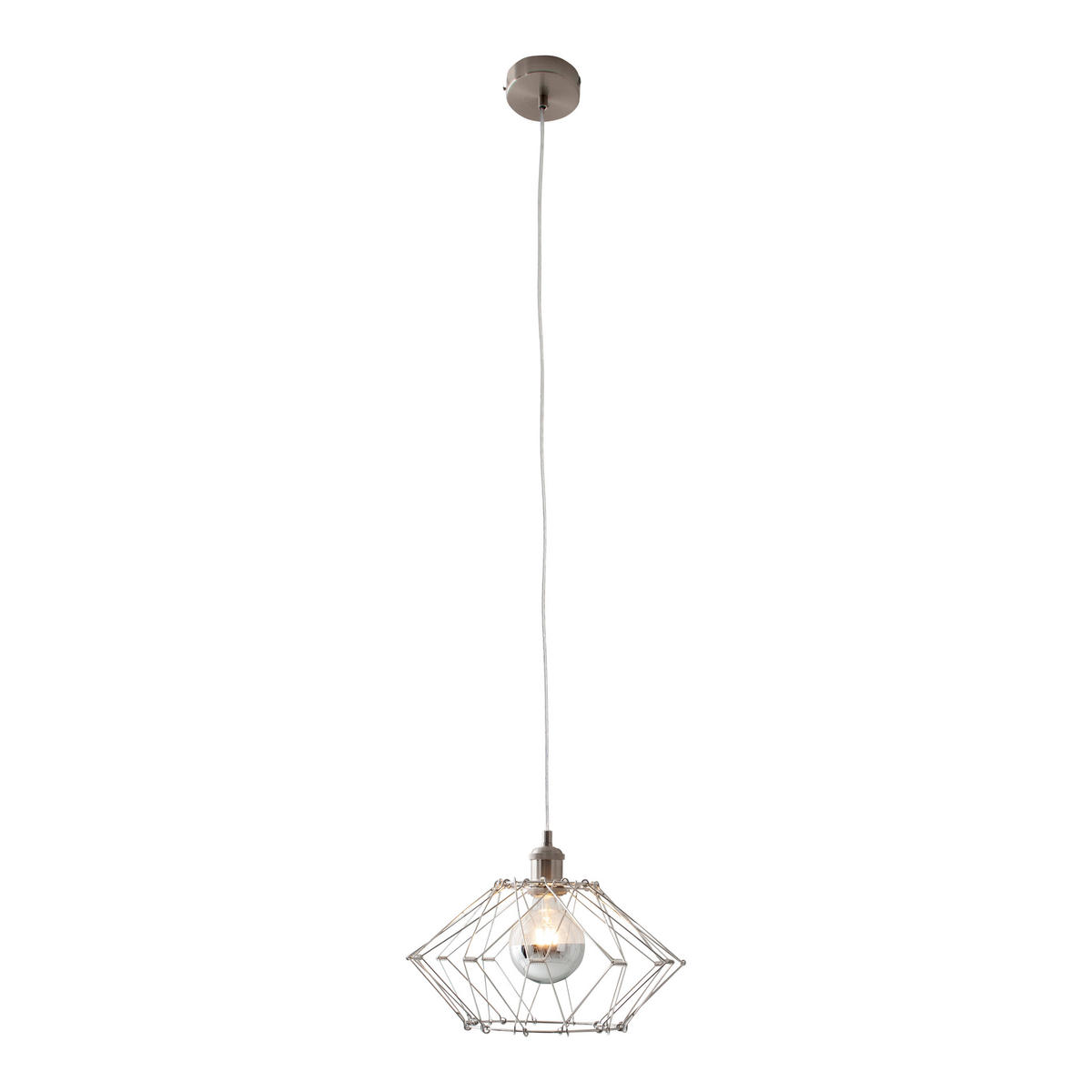 Näve Leuchten Pendelleuchte 6115359 silber Metall B/H/T: ca. 40x110x40 cm E27 1 Brennstellen Fyn - silber (40,00/110,00/40,00cm) - Näve Leuchten