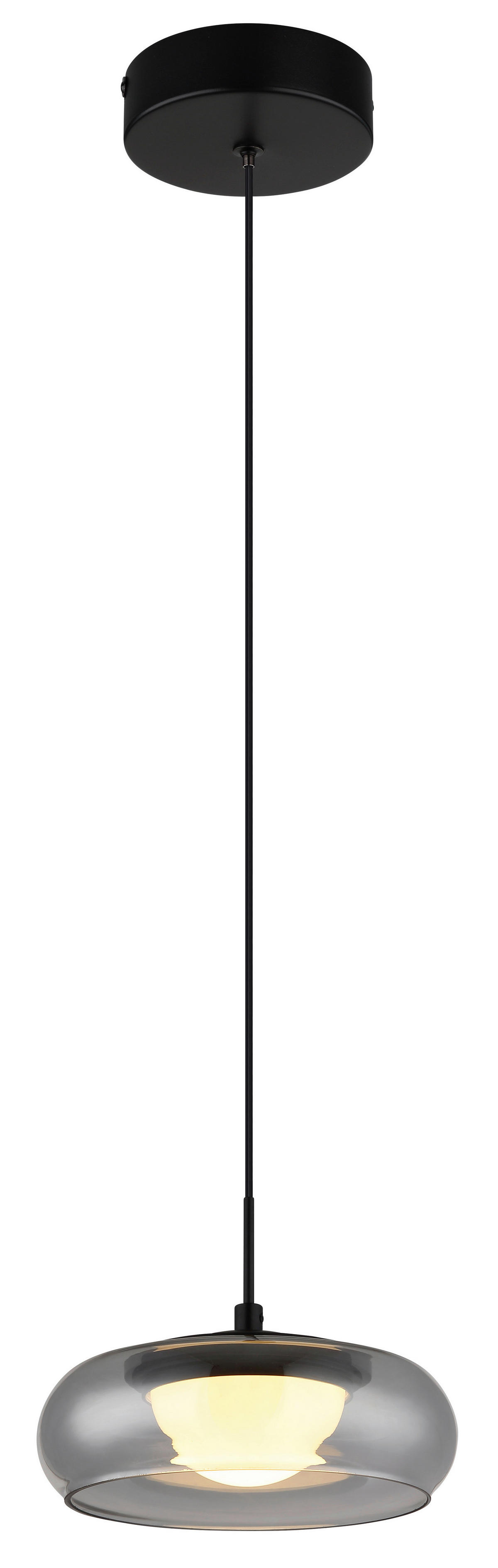 GLOBO Hängeleuchte schwarz Rauch Glas Metall B/H/L: ca. 26x18x26 cm Hängeleuchte-Carlene - schwarz/Rauch (26,00/26,00/18,00cm) - GLOBO