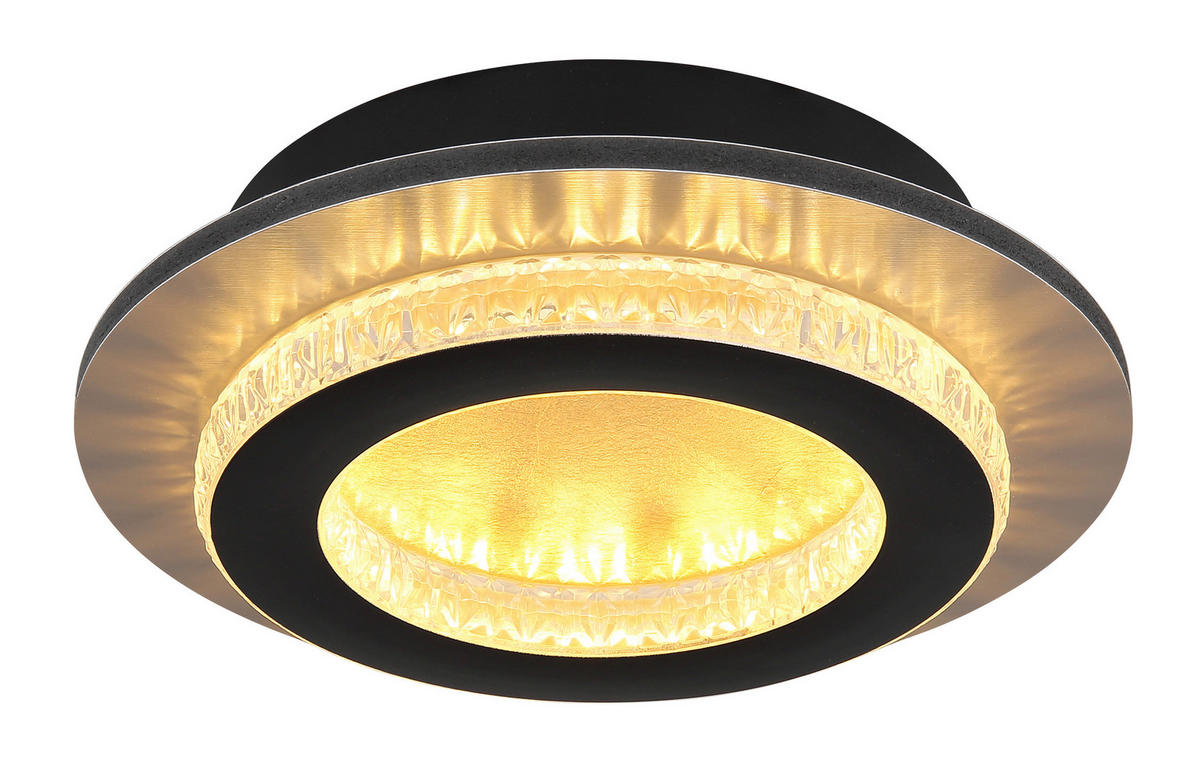 GLOBO LED-Deckenleuchte mattschwarz klar gold Metall Kunststoff H/D: ca. 5,5x20 cm 1 Brennstellen JAYDEN - gold/klar (20,00/5,50cm) - GLOBO