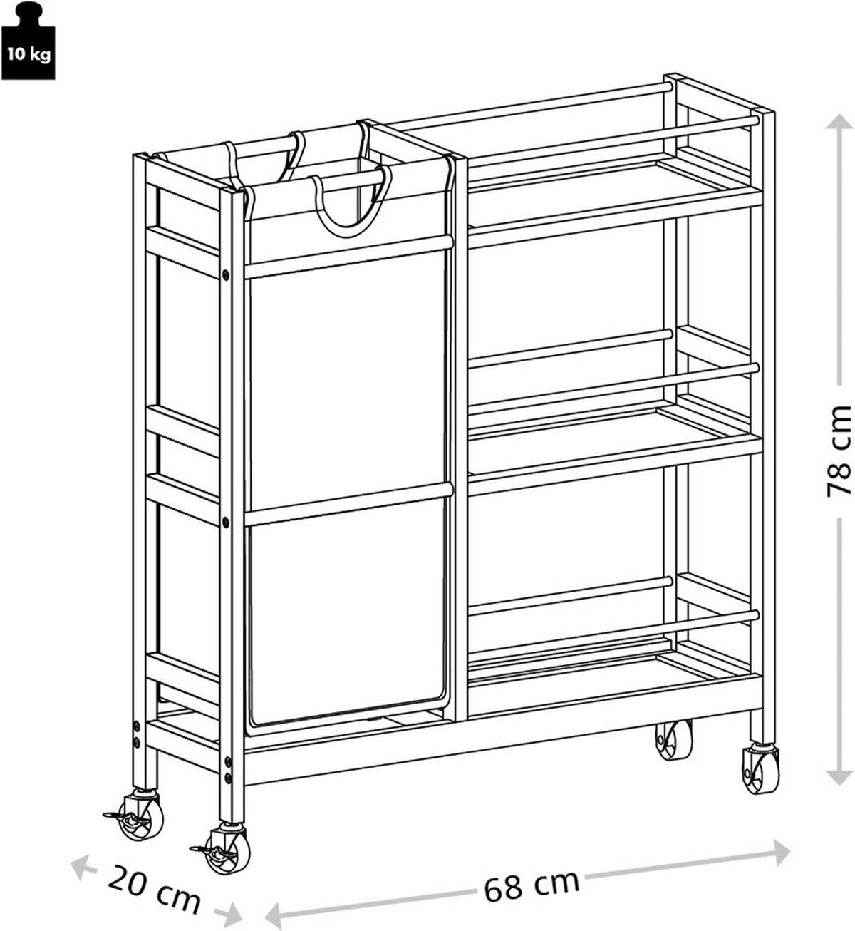 Kesper Nischenwagen grau Bambus B/H/L: ca. 24,5x9,5x79 cm Nischenwagen mit Flaschensammler - natur/grau (79,00/24,50/9,50cm) - Kesper