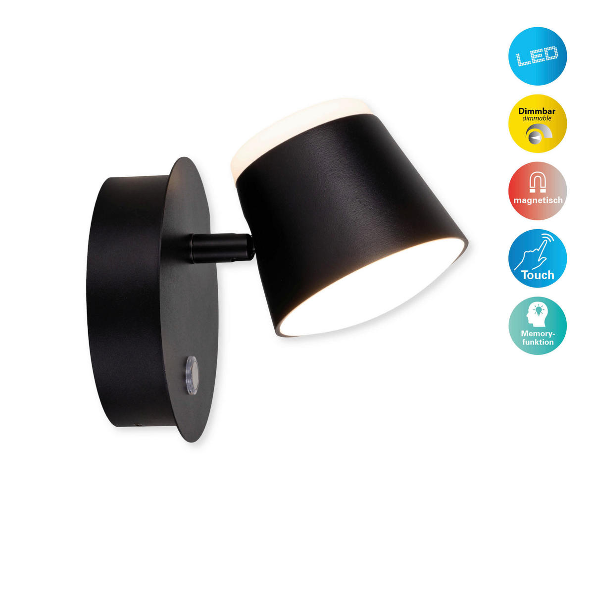 Näve Leuchten LED-Wandleuchte schwarz Metall Kunststoff B/H/T: ca. 12x12x14,5 cm TONDO - schwarz (12,00/12,00/14,50cm) - Näve Leuchten