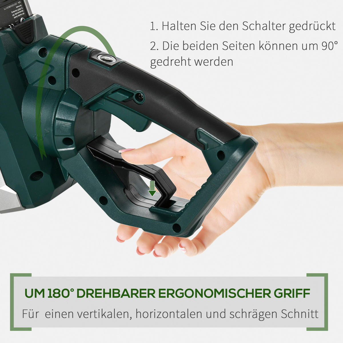 DURHAND Elektro Heckenschere ca. 220 V Elektro Heckenschere 845-742V90GN - schwarz/grün (110,00/20,00/20,00cm) - DURHAND