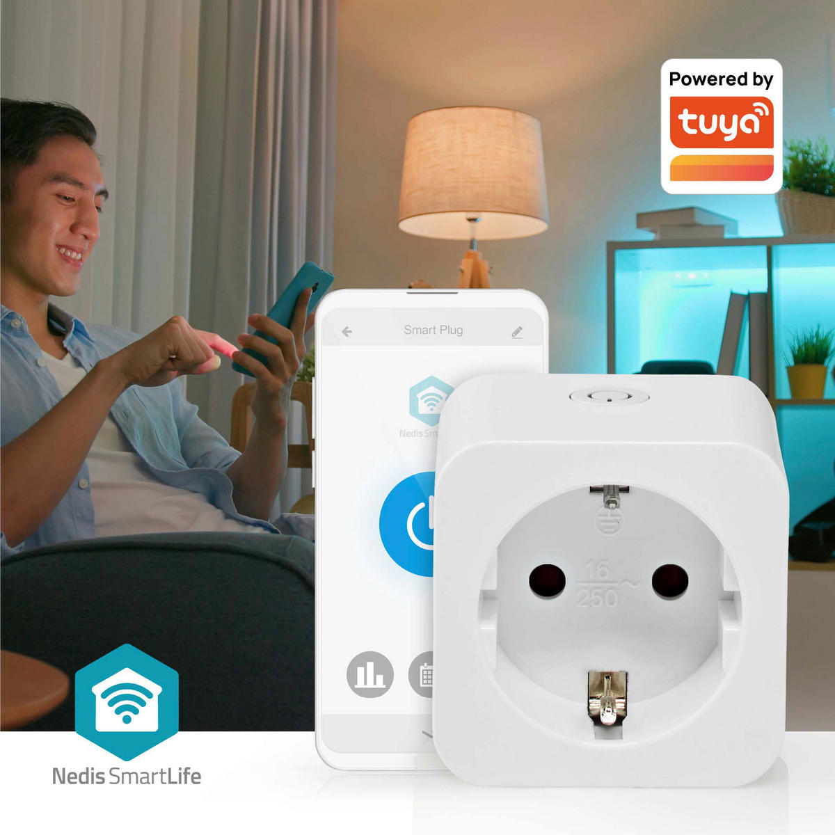 Nedis Smart-Stecker weiß Kunststoff B/H/L: ca. 5,47x8,25x5,47 cm SmartLife - weiß (5,47/5,47/8,25cm) - Nedis