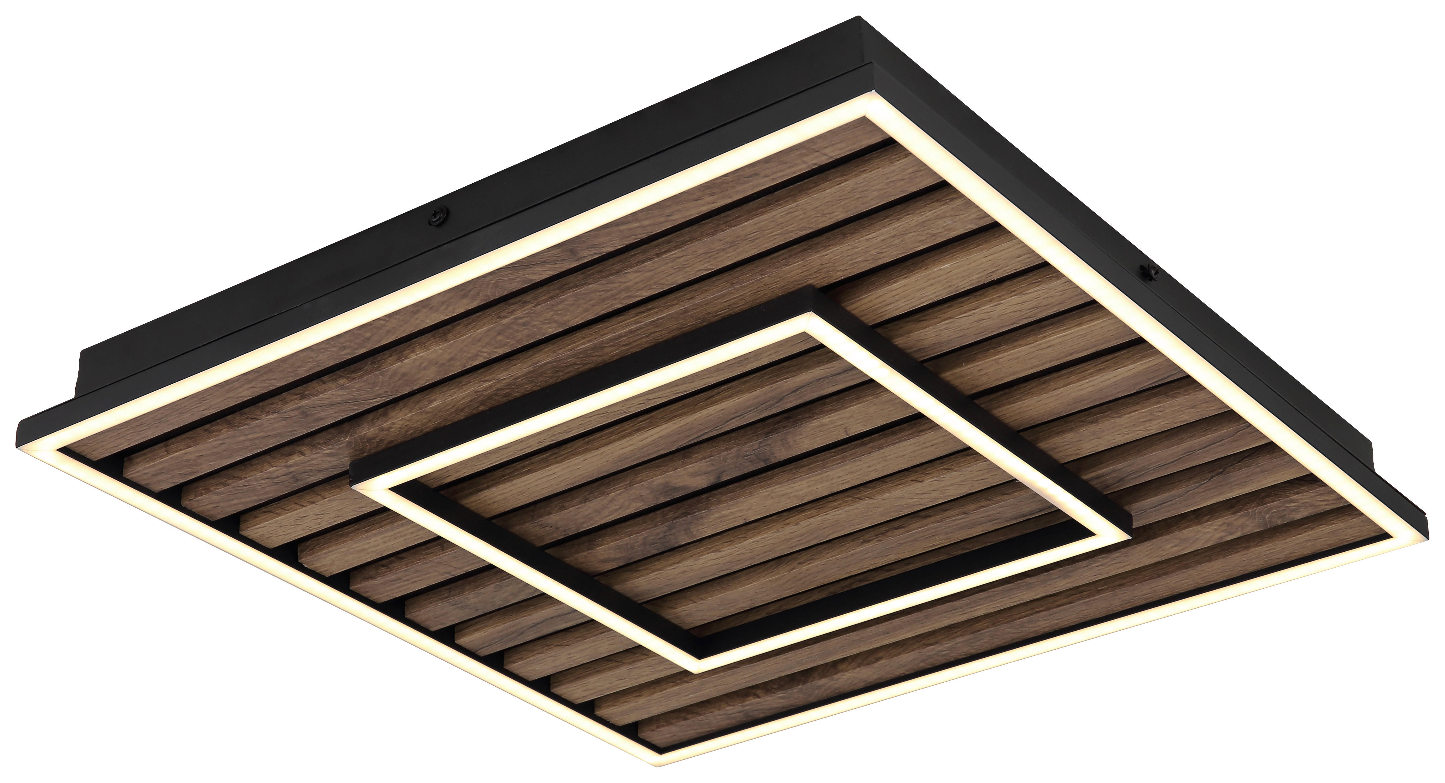 GLOBO LED-Deckenleuchte WOODY 67345D1 Opal mattschwarz Kunststoff Metall MDF B/H/L: ca. 45x6x45 cm 1 Brennstellen WOODY - Opal/mattschwarz (45,00/45,00/6,00cm) - GLOBO