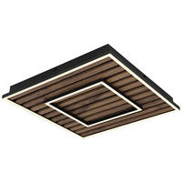 GLOBO LED-Deckenleuchte WOODY 67345D1 Opal mattschwarz Kunststoff Metall MDF B/H/L: ca. 45x6x45 cm 1 Brennstellen WOODY - Opal/mattschwarz (45,00/45,00/6,00cm) - GLOBO