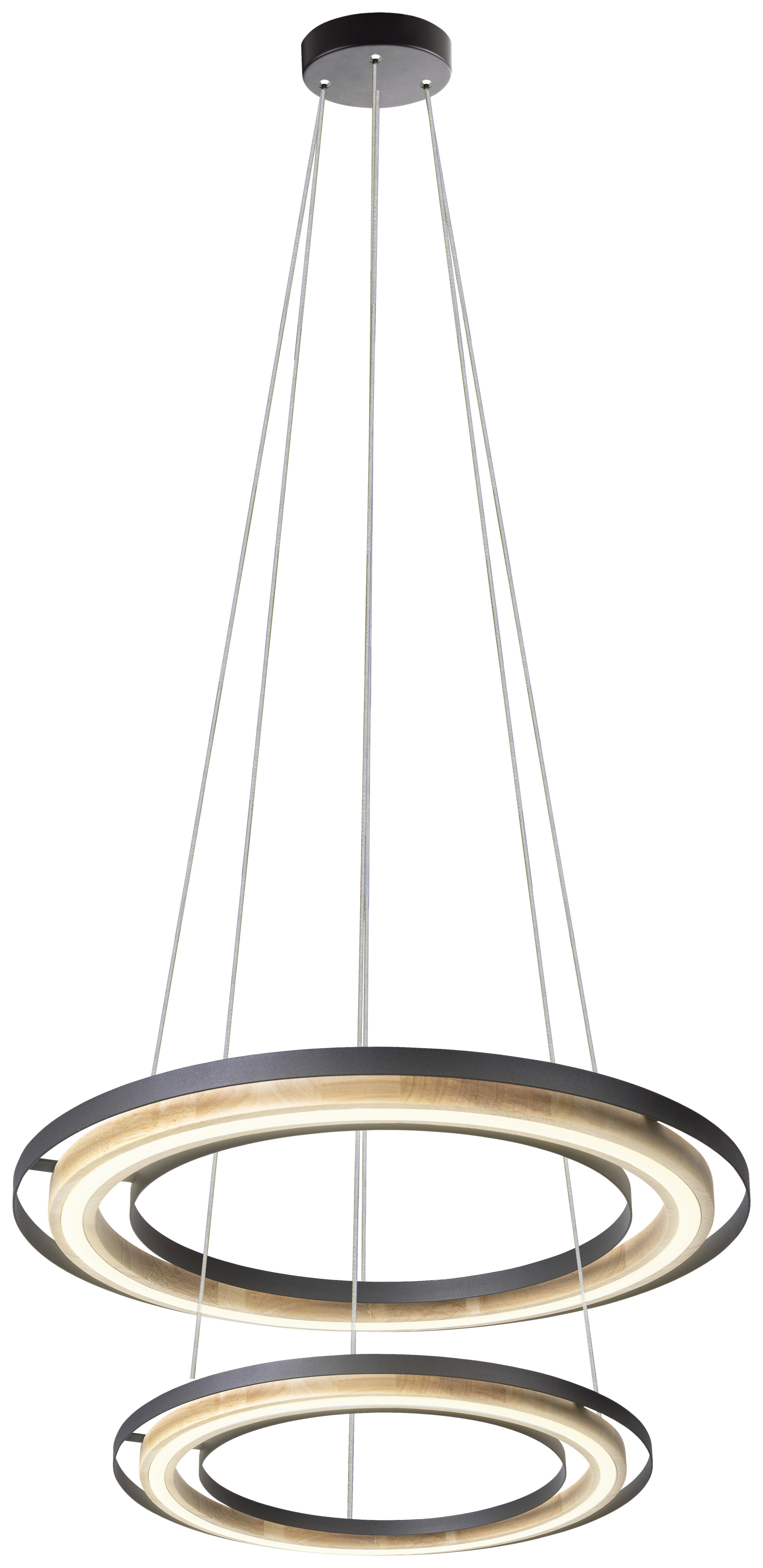 GLOBO LED-Pendelleuchte RILAS 32372208X schwarz natur Bambus Metall H/D: ca. 150x56 cm 2.0 Brennstellen RILAS - natur/schwarz (56,00/150,00cm) - GLOBO