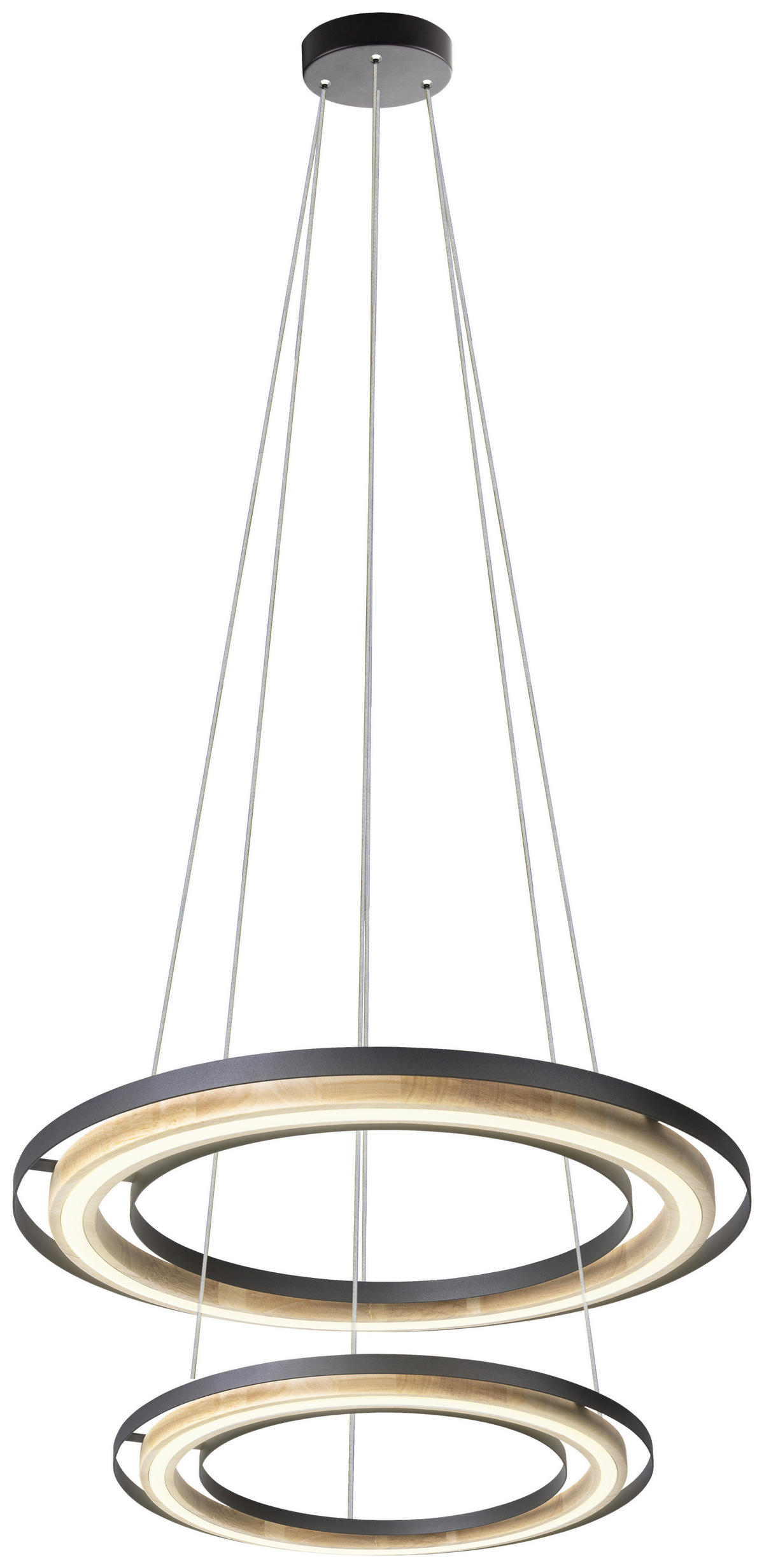 GLOBO LED-Pendelleuchte RILAS 32372208X schwarz natur Bambus Metall H/D: ca. 150x56 cm 2.0 Brennstellen RILAS - natur/schwarz (56,00/150,00cm) - GLOBO