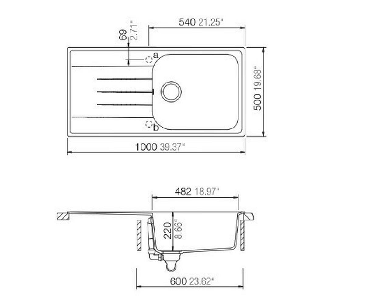Respekta Einbauspüle Orlando 100 x 50 S schwarz Granitverbundmaterial B/H/T: ca. 100x22,5x50 cm Orlando 100 x 50 S - schwarz (100,00/22,50/50,00cm) - Respekta