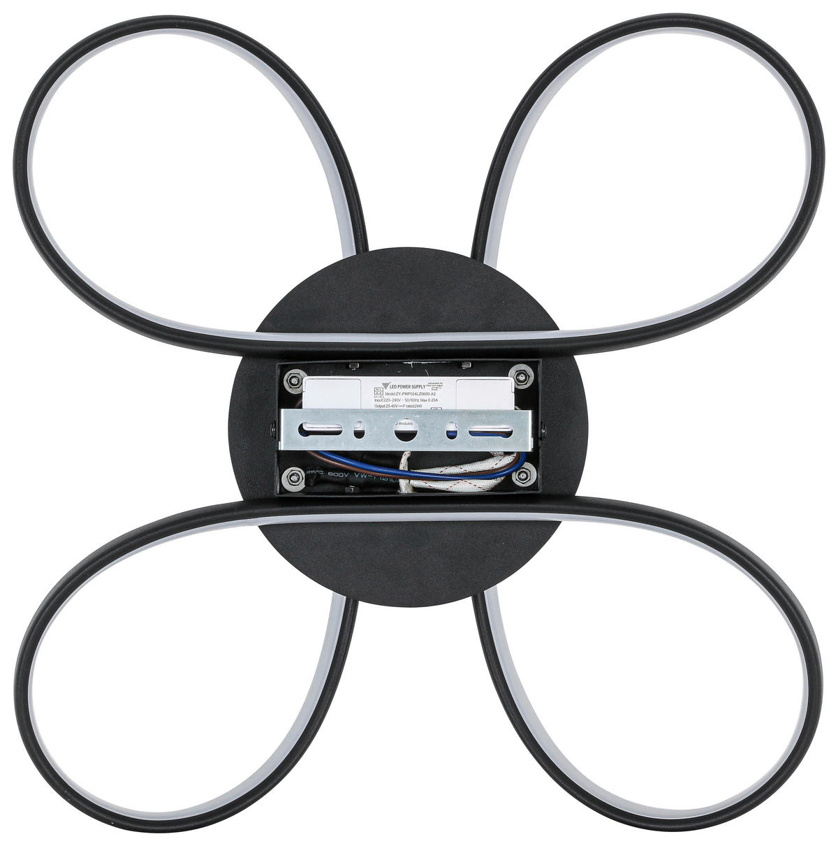 Nolo LED Deckenleuchte Chrom schwarz Kunststoff Metall B/H/L: ca. 48x12x48 cm 2 Brennstellen LED-Deckenleuchte_Markus - schwarz/Chrom (48,00/48,00/12,00cm) - Nolo