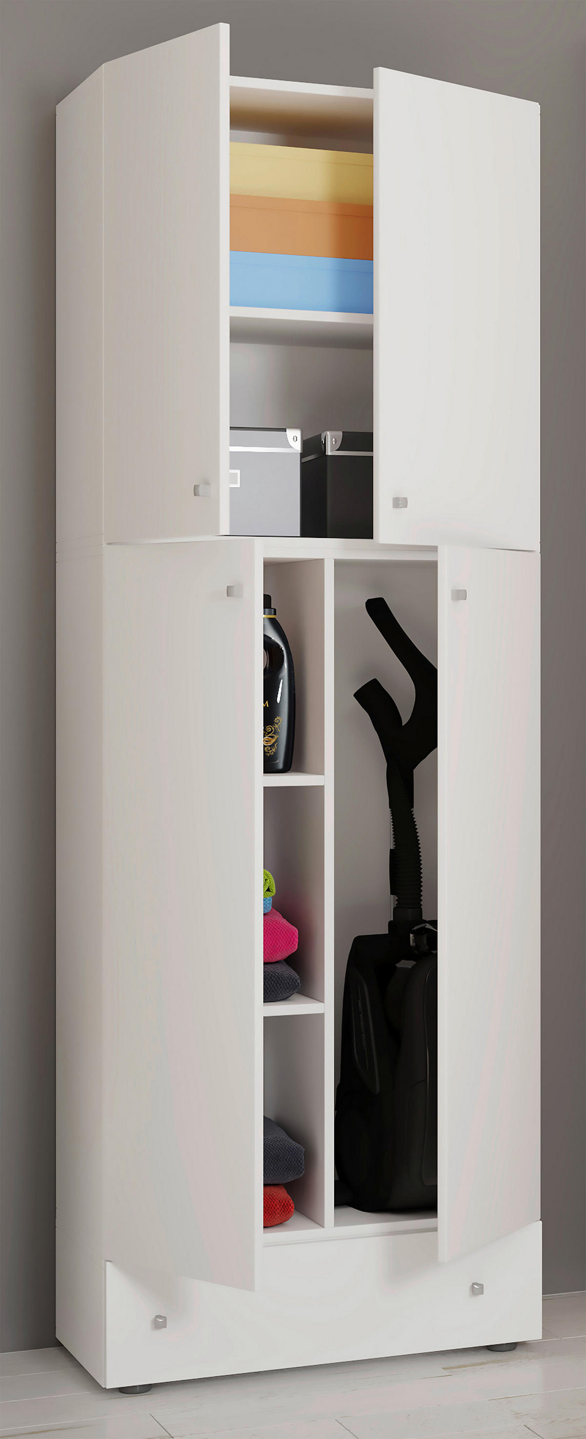 Putzschrank Lona weiß B/H/T: ca. 70x200x39 cm Lona - weiß (70,00/200,00/39,00cm) - VCM Möbel